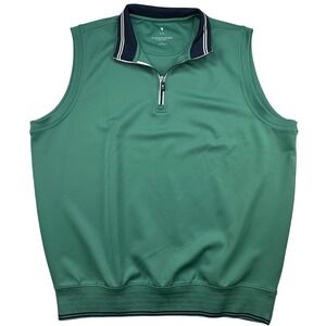 Fairway & Greene Mens F&G Tech Quarter Zip Golf Vest Green Large Quarter-Zip